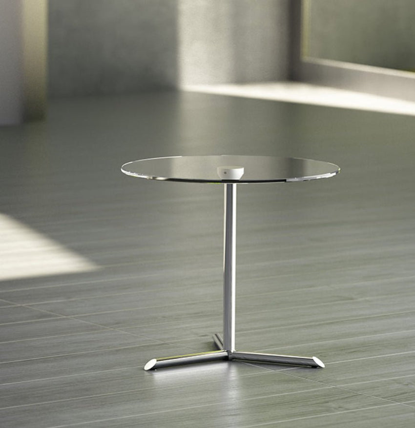 Magnuson Chromed Steel Y - Base Tempered Glass Side Table 17.75"Dia (MAG - MILL - GC) - SchoolOutlet