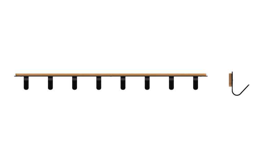 Magnuson Painted Steel 8 - Hook Strip with Wood Backplate (MAG - NOMIS - 8) - SchoolOutlet