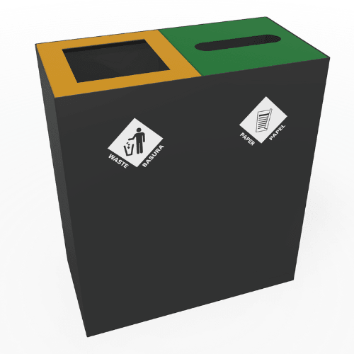 Magnuson PIC - 2x60 32 - Gallon Double - Compartment Painted Steel Waste & Recycling Receptacle (MAG - PIC - 2x60) - SchoolOutlet