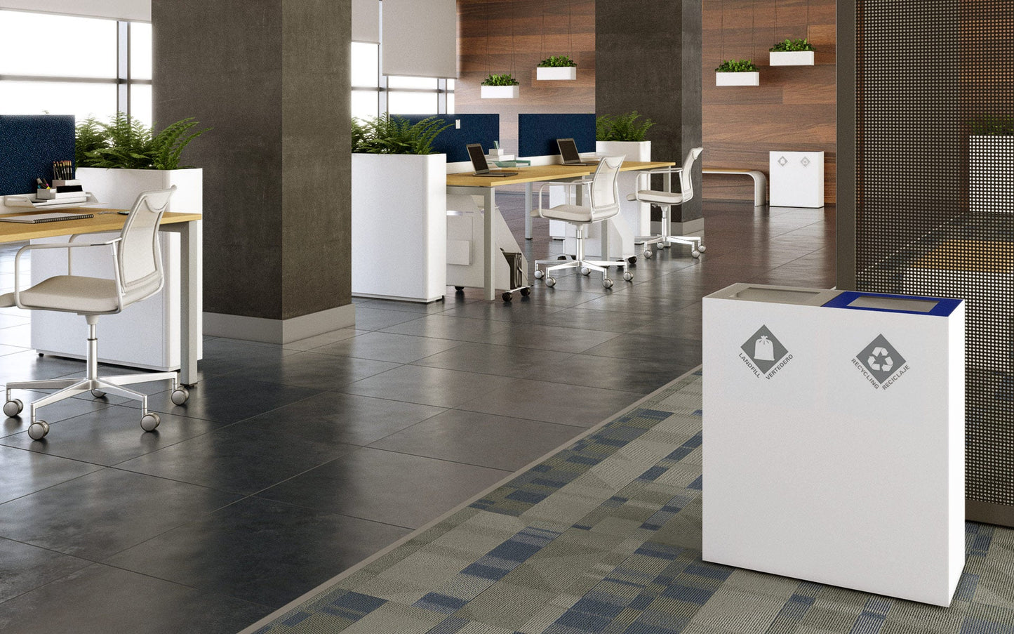 Magnuson PIC - 2x60 32 - Gallon Double - Compartment Painted Steel Waste & Recycling Receptacle (MAG - PIC - 2x60) - SchoolOutlet