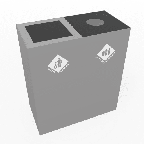 Magnuson PIC - 2x60 32 - Gallon Double - Compartment Painted Steel Waste & Recycling Receptacle (MAG - PIC - 2x60) - SchoolOutlet