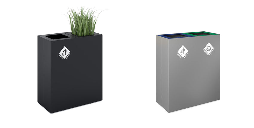 Magnuson PIC - 2x60 32 - Gallon Double - Compartment Painted Steel Waste & Recycling Receptacle (MAG - PIC - 2x60) - SchoolOutlet