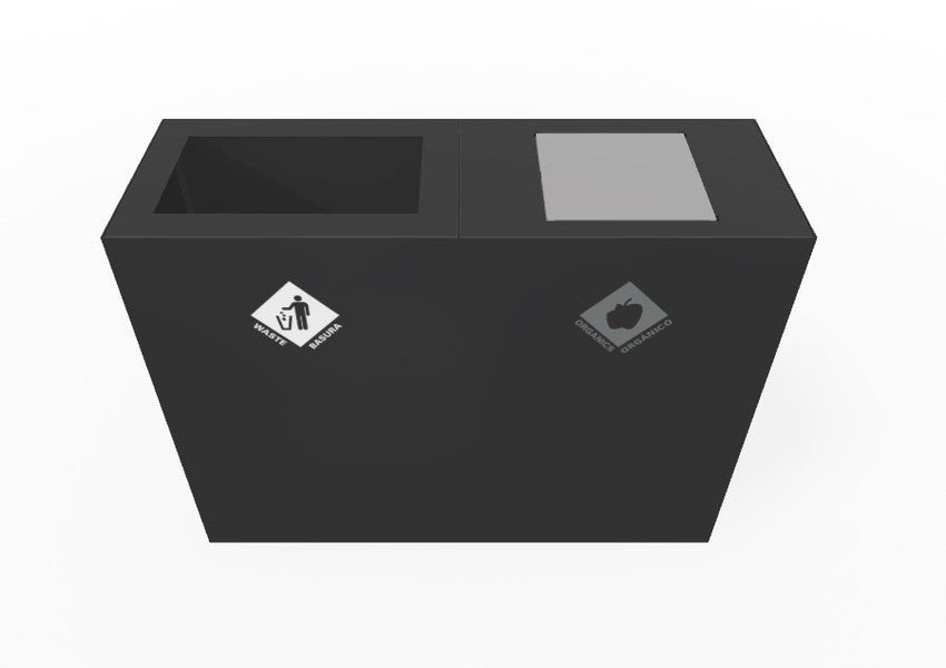 Magnuson PIC - 2x90R 48 - Gallon Double - Stream Rectangular Steel Waste & Recycling Receptacle (MAG - PIC - 2x90R) - SchoolOutlet