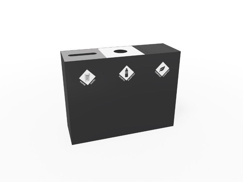 Magnuson PIC - 3x60 48 - Gallon Triple - Stream Painted Steel Waste & Recycling Station (MAG - PIC - 3x60) - SchoolOutlet