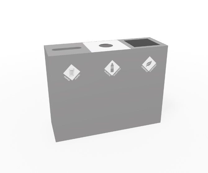 Magnuson PIC - 3x60 48 - Gallon Triple - Stream Painted Steel Waste & Recycling Station (MAG - PIC - 3x60) - SchoolOutlet