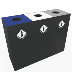 Magnuson 48-Gallon Triple-Stream Painted Steel Waste & Recycling Station (MAG-PIC-3x60)