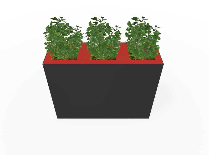 Magnuson Triple - Compartment Wide Painted Steel Indoor Planter with Three Removable Tops and Internal Liners (MAG - PIC - 3x60 - PL - PL - PL - XXX) - SchoolOutlet