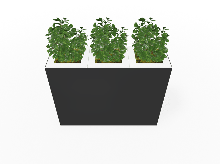 Magnuson Triple - Compartment Wide Painted Steel Indoor Planter with Three Removable Tops and Internal Liners (MAG - PIC - 3x60 - PL - PL - PL - XXX) - SchoolOutlet