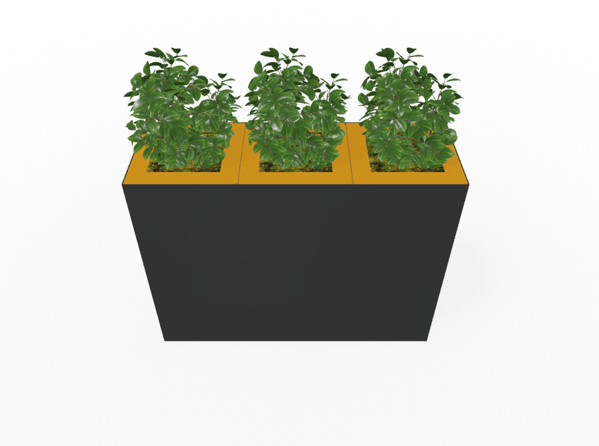 Magnuson Triple - Compartment Wide Painted Steel Indoor Planter with Three Removable Tops and Internal Liners (MAG - PIC - 3x60 - PL - PL - PL - XXX) - SchoolOutlet