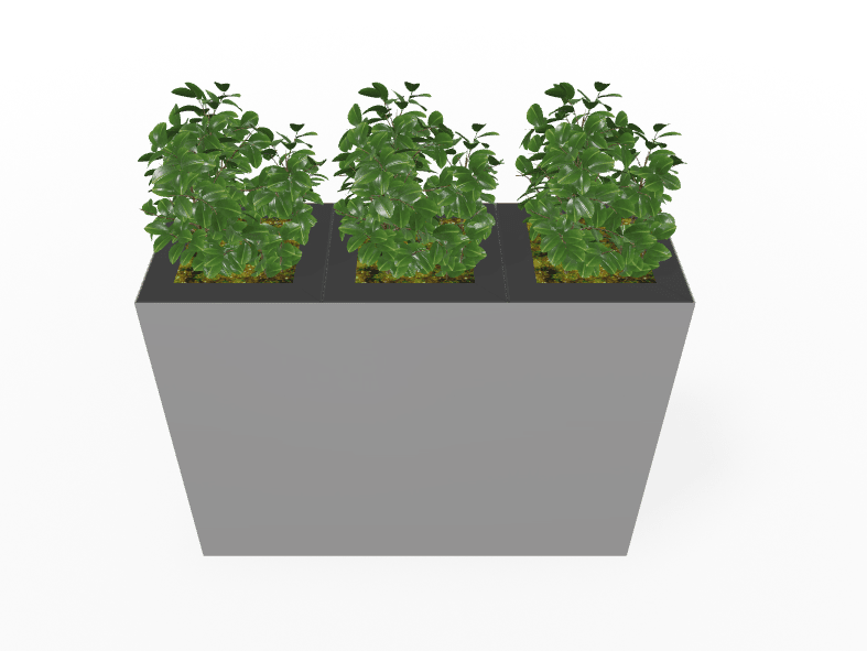 Magnuson Triple - Compartment Wide Painted Steel Indoor Planter with Three Removable Tops and Internal Liners (MAG - PIC - 3x60 - PL - PL - PL - XXX) - SchoolOutlet