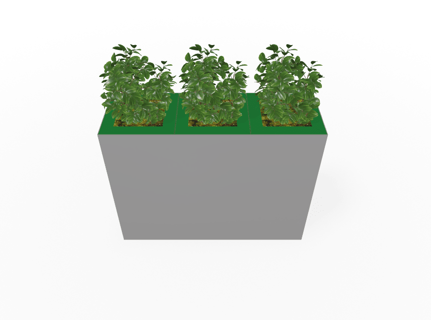 Magnuson Triple - Compartment Wide Painted Steel Indoor Planter with Three Removable Tops and Internal Liners (MAG - PIC - 3x60 - PL - PL - PL - XXX) - SchoolOutlet