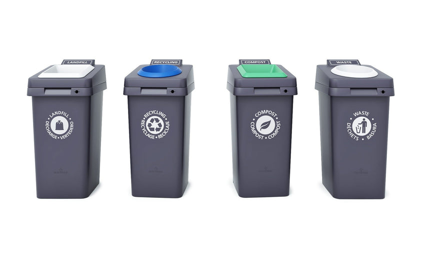 Magnuson RE - SQUARE - 10 36 - Gallon Polyethylene Waste Receptacle with Square Opening Hinged Lid and Ballast Support (MAG - RE - SQUARE - 10 - XXX) - SchoolOutlet