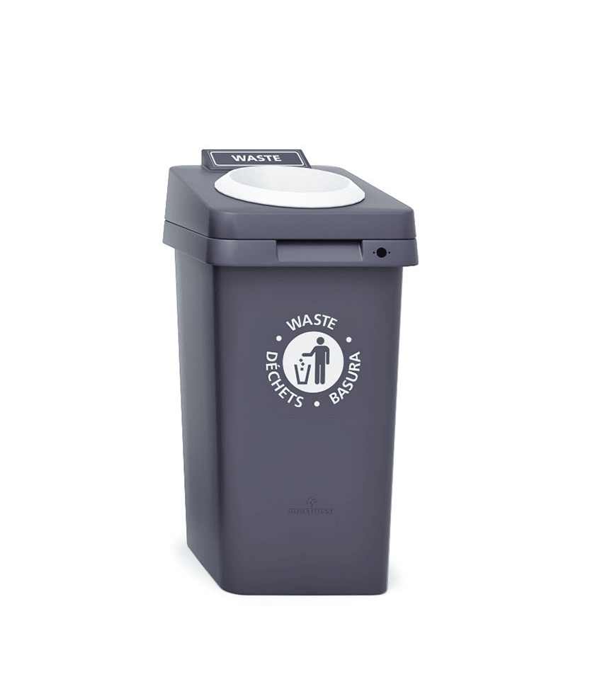 Magnuson RE - SQUARE - 11 36 - Gallon Polyethylene Recycling Receptacle with Circle Opening and Hinged Lid (MAG - RE - SQUARE - 11 - XXX) - SchoolOutlet