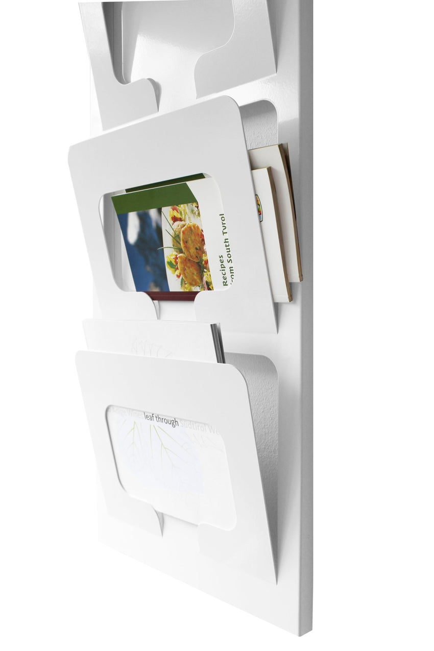Magnuson Wall Mounted Magazine & Newspaper Rack - 4 Pockets 38.625"H (MAG - SCOOP) - SchoolOutlet