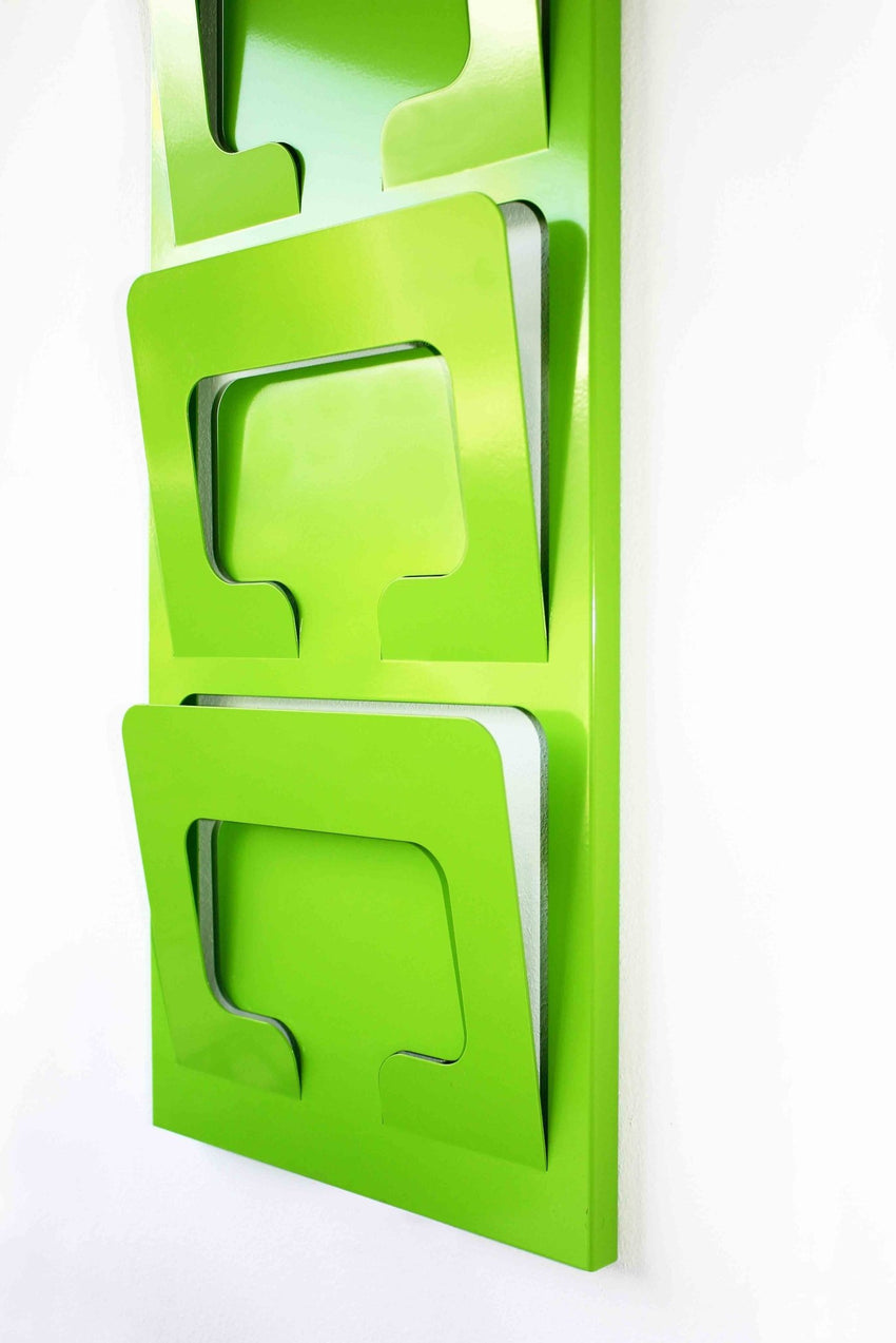 Magnuson Wall Mounted Magazine & Newspaper Rack - 4 Pockets 38.625"H (MAG - SCOOP) - SchoolOutlet