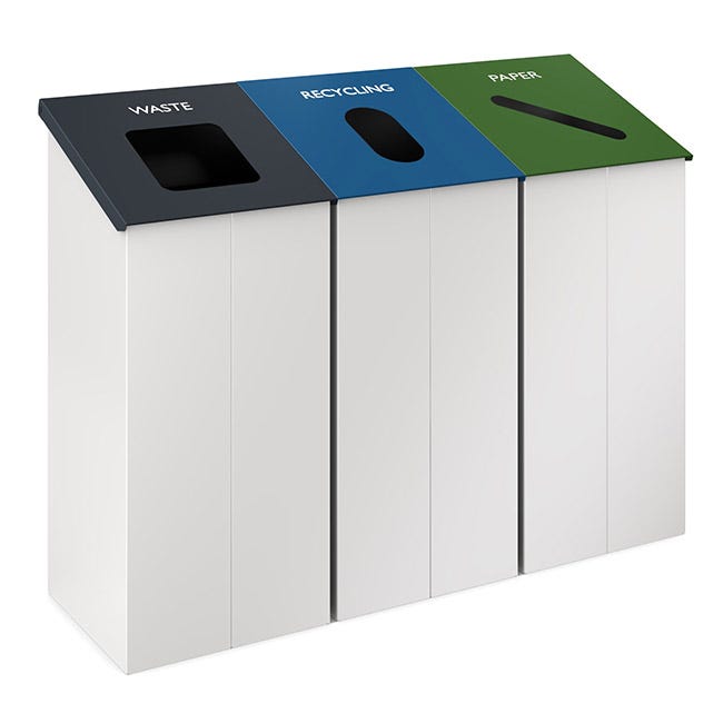 Magnuson SLP - 01 38 - Gallon Painted Steel Single - Stream Waste Receptacle with Integrated Bag Arms (MAG - SLP - 01) - SchoolOutlet