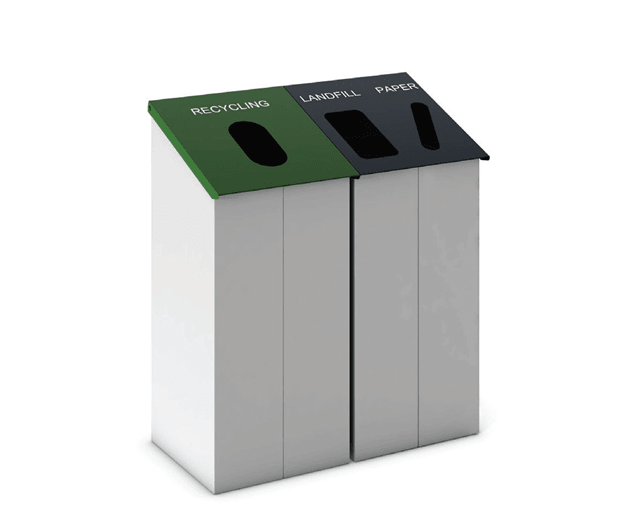 Magnuson SLP - 01L - DBL 38 - Gallon Dual - Stream Painted Steel Receptacle with Internal Rigid Liners (MAG - SLP - 01L - DBL) - SchoolOutlet