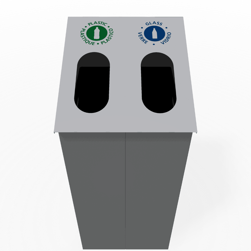 Magnuson SLP - 01L - DBL 38 - Gallon Dual - Stream Painted Steel Receptacle with Internal Rigid Liners (MAG - SLP - 01L - DBL) - SchoolOutlet