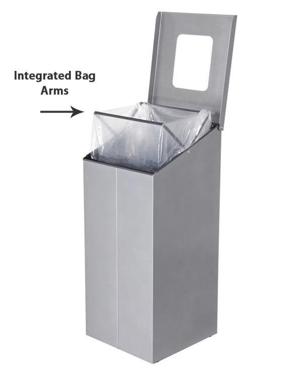 Magnuson SLP - 02 32 - Gallon Painted Steel Single - Stream Waste Receptacle with Integrated Bag Arms (MAG - SLP - 02) - SchoolOutlet