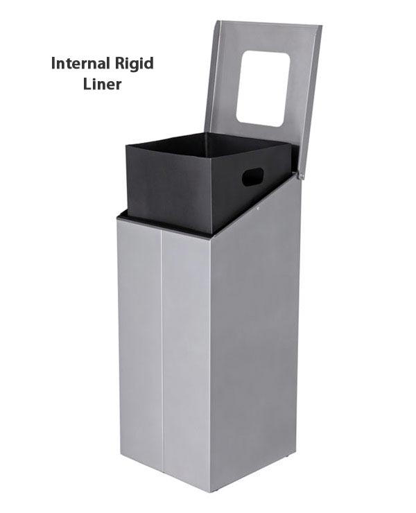 Magnuson SLP - 02L 32 - Gallon Painted Steel Waste Receptacle with Internal Rigid Liner and Integrated Bag Arms (MAG - SLP - 02L) - SchoolOutlet