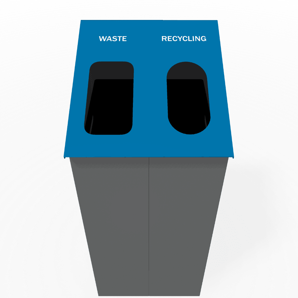 Magnuson SLP - 02L - DBL 32 - Gallon Dual - Stream Painted Steel Receptacle with Internal Rigid Liners and Integrated Bag Arms (MAG - SLP - 02L - DBL) - SchoolOutlet