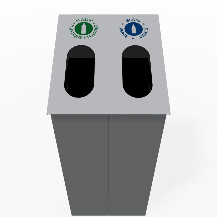Magnuson SLP - 02L - DBL 32 - Gallon Dual - Stream Painted Steel Receptacle with Internal Rigid Liners and Integrated Bag Arms (MAG - SLP - 02L - DBL) - SchoolOutlet