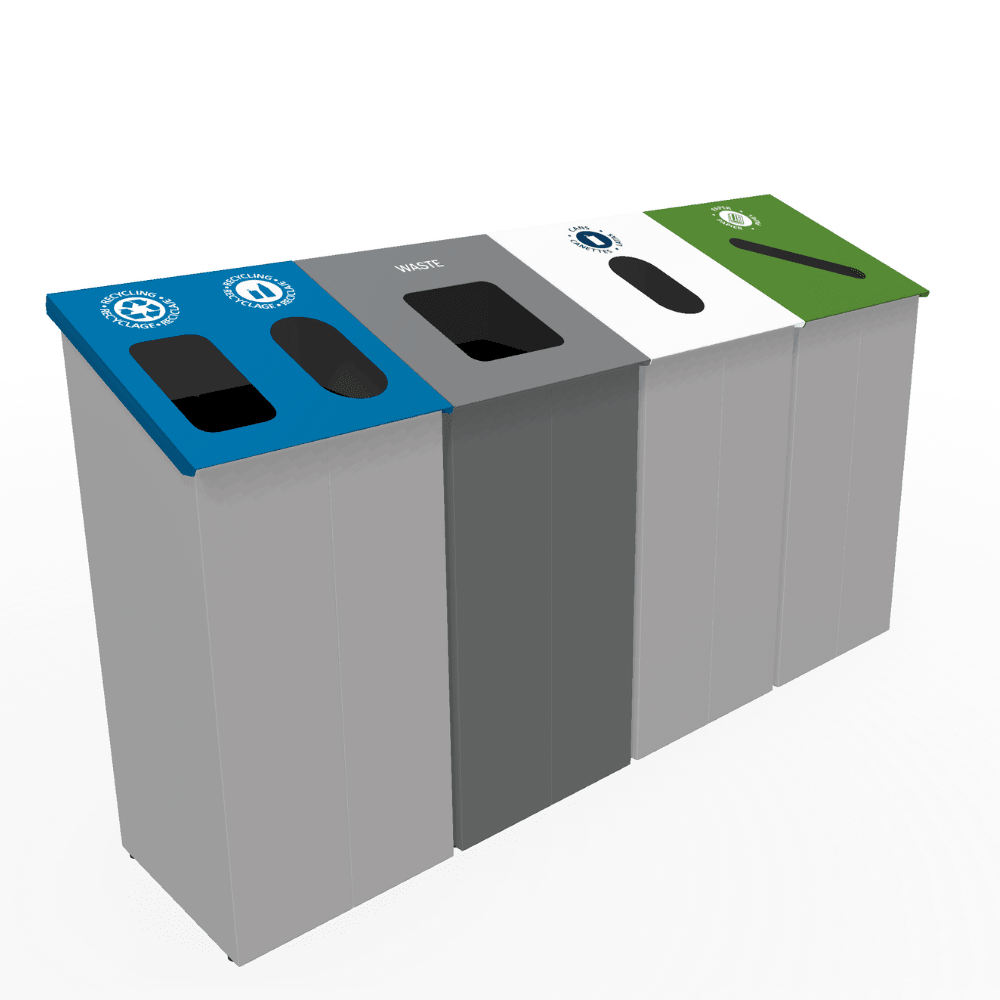 Magnuson SLP - 02L - DBL 32 - Gallon Dual - Stream Painted Steel Receptacle with Internal Rigid Liners and Integrated Bag Arms (MAG - SLP - 02L - DBL) - SchoolOutlet