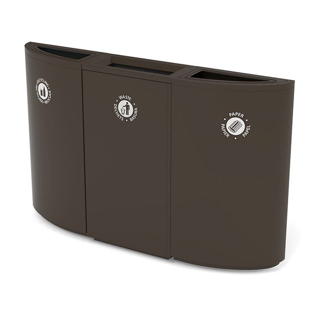 Magnuson SO1809L - LEFT 14 - Gallon Left Side Quarter - Elliptical Painted Steel Waste Receptacle with Internal Rigid Liner and Adjustable Glides (MAG - SO1809L - LEFT) - SchoolOutlet