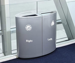 Magnuson 14-Gallon Right Side Quarter-Elliptical Painted Steel Waste Receptacle with Internal Rigid Liner and Adjustable Glides (MAG-SO1809L-RIGHT)