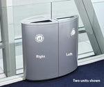 Magnuson SO1809L - RIGHT 14 - Gallon Right Side Quarter - Elliptical Painted Steel Waste Receptacle with Internal Rigid Liner and Adjustable Glides (MAG - SO1809L - RIGHT) - SchoolOutlet