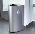 Magnuson SO1818L 34 - Gallon Half - Elliptical Painted Steel Waste Receptacle with Internal Rigid Liner and Adjustable Glides (MAG - SO1818L) - SchoolOutlet