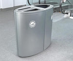 Magnuson SO1818L - DBL 34 - Gallon Dual - Stream Half - Elliptical Painted Steel Receptacle with Internal Rigid Liners and Adjustable Glides (MAG - SO1818L - DBL) - SchoolOutlet