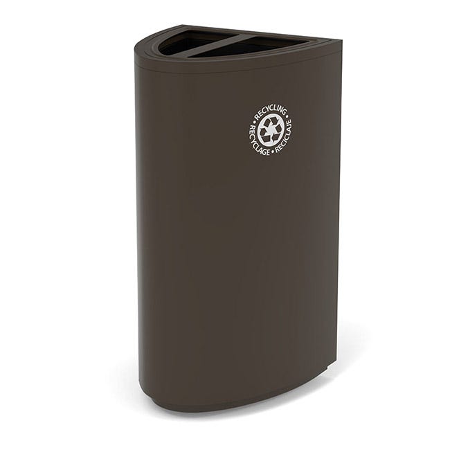 Magnuson SO1818L - DBL 34 - Gallon Dual - Stream Half - Elliptical Painted Steel Receptacle with Internal Rigid Liners and Adjustable Glides (MAG - SO1818L - DBL) - SchoolOutlet