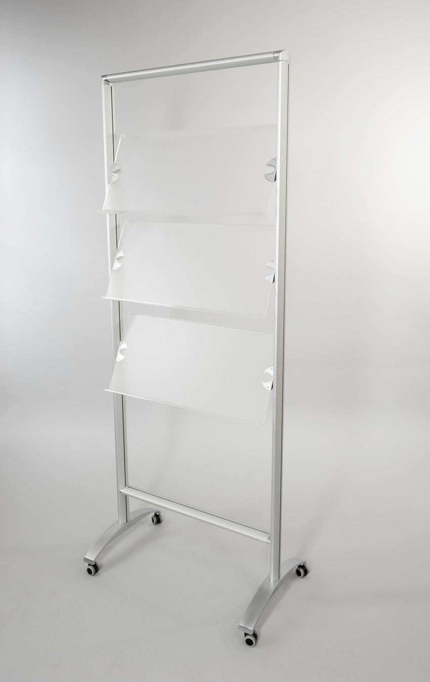 Magnuson Rack Soistes Mobile Magazine Rack - 3 Shelves 73.625"H (MAG - SORA9 - A4) - SchoolOutlet