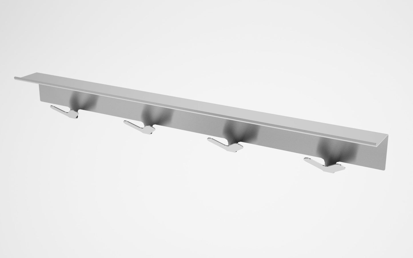 Magnuson Stainless Steel 4 Double Pronged Hook Strip with Shelf (MAG - STAL - 4 - SS) - SchoolOutlet
