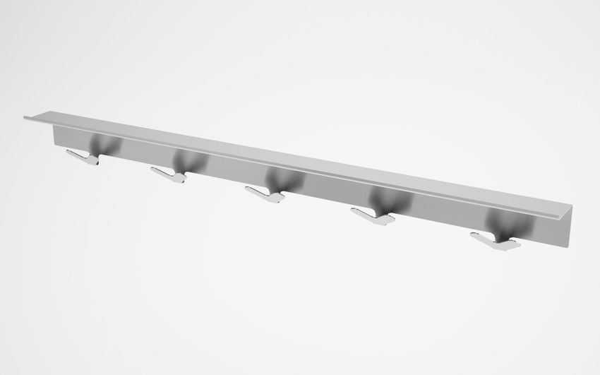 Magnuson Stainless Steel 5 Double Pronged Hook Strip with Shelf (MAG - STAL - 5 - SS) - SchoolOutlet