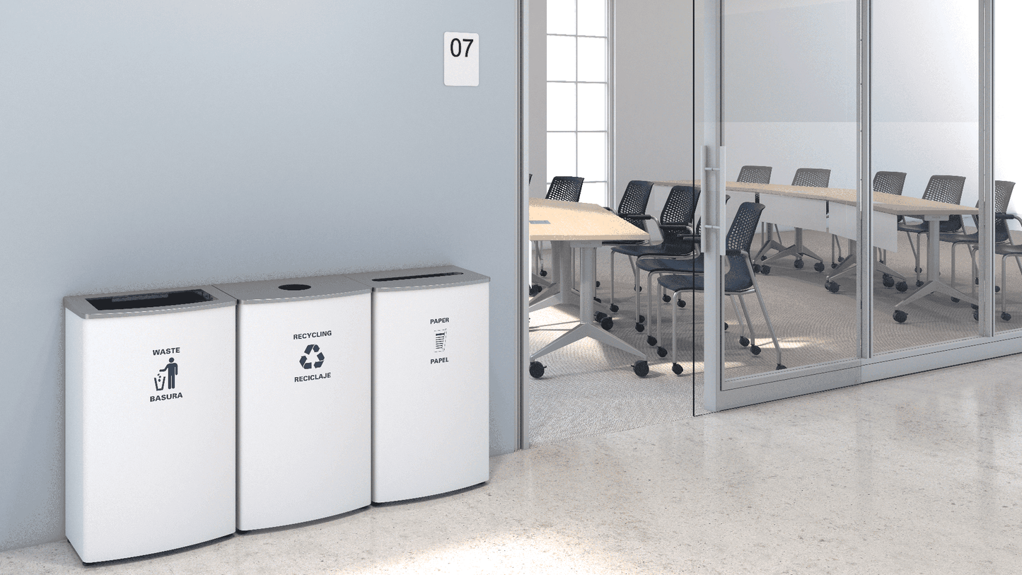 Magnuson TRADA - 01 24 - Gallon Painted Steel Waste Receptacle with 16 - Gallon Internal Rigid Liner and Multiple Top Opening Options (MAG - TRADA - 01) - SchoolOutlet