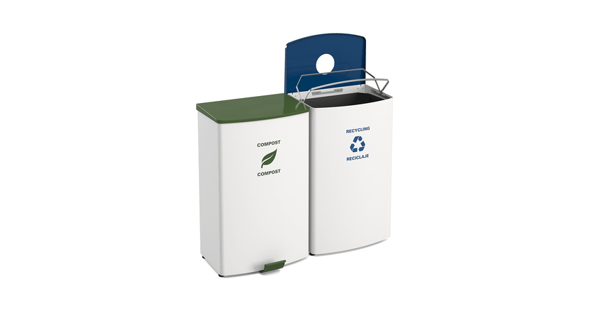 Magnuson TRADA - STEP 24 - Gallon Painted Steel Hands - Free Waste Receptacle with Soft - Close Lid and 16 - Gallon Internal Liner (MAG - TRADA - STEP) - SchoolOutlet