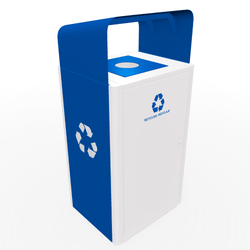 Magnuson 40-Gallon Steel Waste Receptacle with Angled Hood, Front-Opening Door, and Internal Rigid Liner (MAG-UMEA-12)