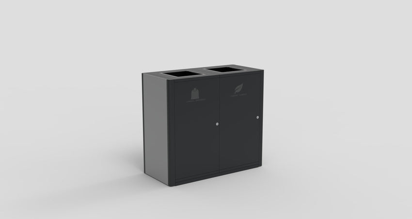 Magnuson UMEA - 20 Double 40 - Gallon Steel Waste Receptacle with Dual Top Openings and Internal Rigid Liners (MAG - UMEA - 20) - SchoolOutlet