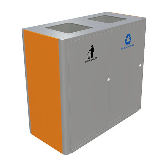 Magnuson UMEA - 20 Double 40 - Gallon Steel Waste Receptacle with Dual Top Openings and Internal Rigid Liners (MAG - UMEA - 20) - SchoolOutlet