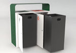 Magnuson UMEA - 21 Double 40 - Gallon Steel Waste Receptacle with Flat Hood, Dual Top Openings, and Internal Rigid Liners - SchoolOutlet