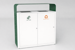 Magnuson UMEA - 21 Double 40 - Gallon Steel Waste Receptacle with Flat Hood, Dual Top Openings, and Internal Rigid Liners - SchoolOutlet