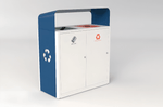 Magnuson UMEA - 22 Double 40 - Gallon Steel Waste Receptacle with Angled Hood, Dual Top Openings, and Internal Rigid Liners (MAG - UMEA - 22) - SchoolOutlet