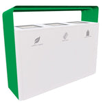 Magnuson UMEA - 32 Triple 40 - Gallon Steel Waste Receptacle with Angled Hood, Three Top Openings, and Internal Rigid Liners (MAG - UMEA - 32) - SchoolOutlet