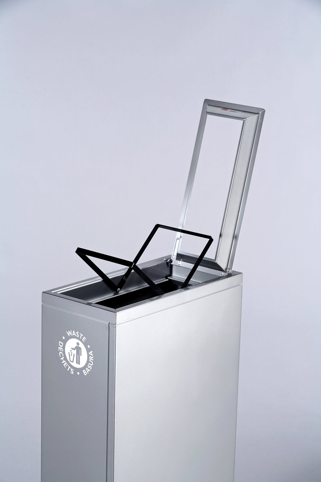 Magnuson VA1809L - JR 14 - Gallon Junior Height Steel Waste Receptacle with Internal Liner and Bag Arms (MAG - VA1809L - JR) - SchoolOutlet