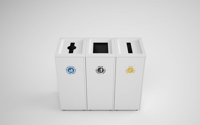 Magnuson VA1814L Valuta 32 - Gallon Steel Waste Receptacle with Internal Rigid Liner and Integrated Bag Arms (MAG - VA1814L) - SchoolOutlet