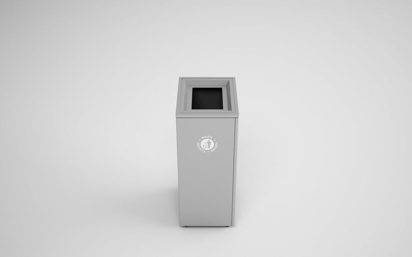 Magnuson VA1814L Valuta 32 - Gallon Steel Waste Receptacle with Internal Rigid Liner and Integrated Bag Arms (MAG - VA1814L) - SchoolOutlet
