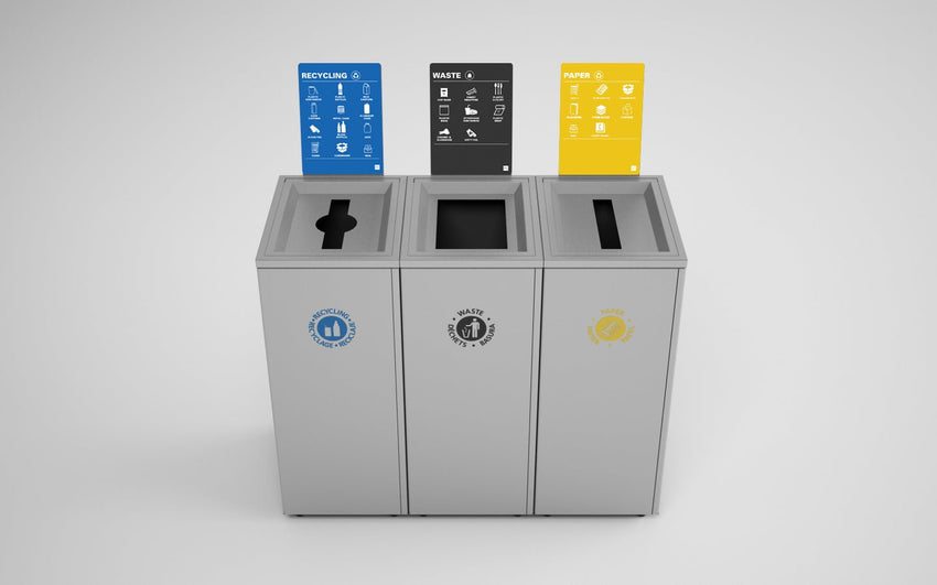 Magnuson VA1814L Valuta 32 - Gallon Steel Waste Receptacle with Internal Rigid Liner and Integrated Bag Arms (MAG - VA1814L) - SchoolOutlet