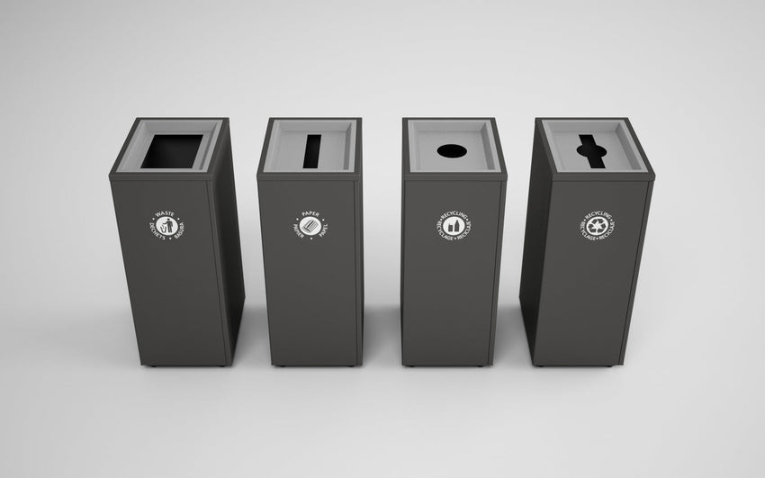 Magnuson VA1814L Valuta 32 - Gallon Steel Waste Receptacle with Internal Rigid Liner and Integrated Bag Arms (MAG - VA1814L) - SchoolOutlet